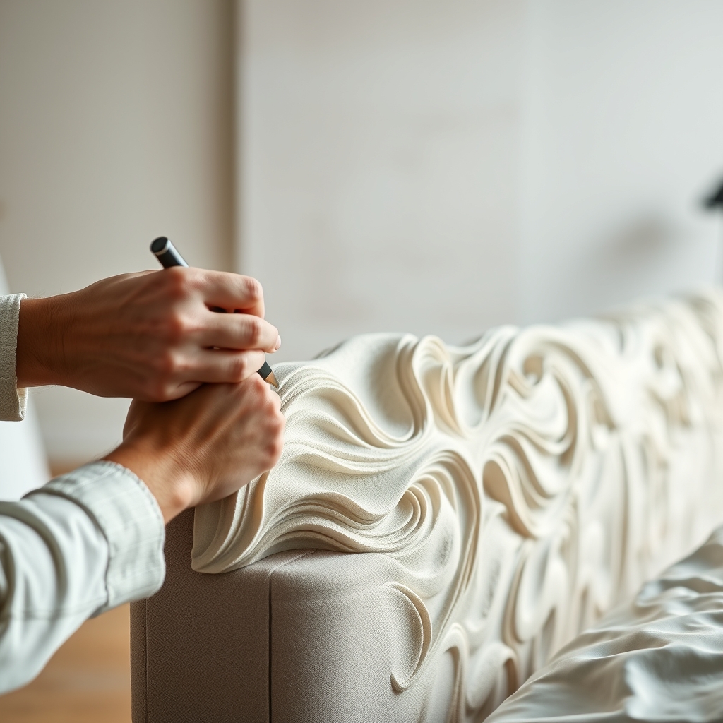 bedroom sculpted organic texture headboard - Illustration 2