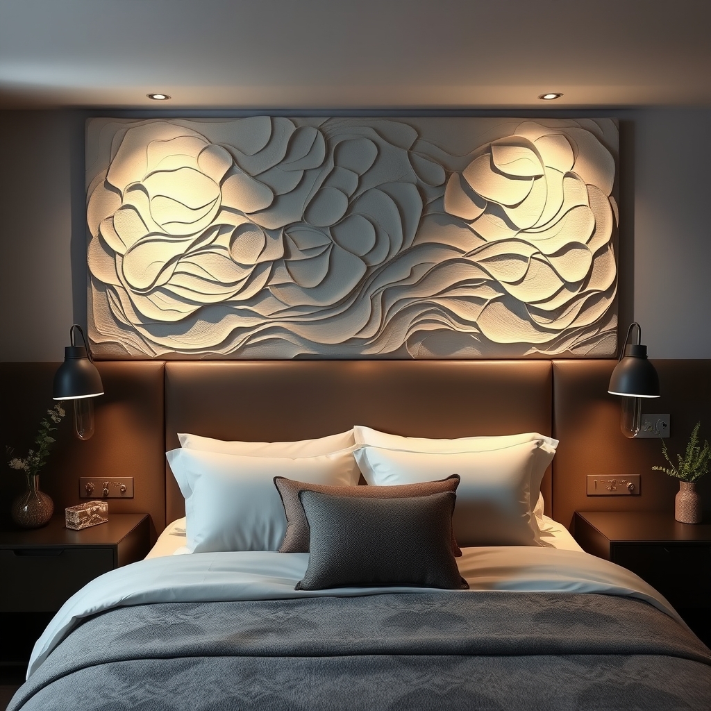 bedroom sculpted organic texture headboard - Illustration 3