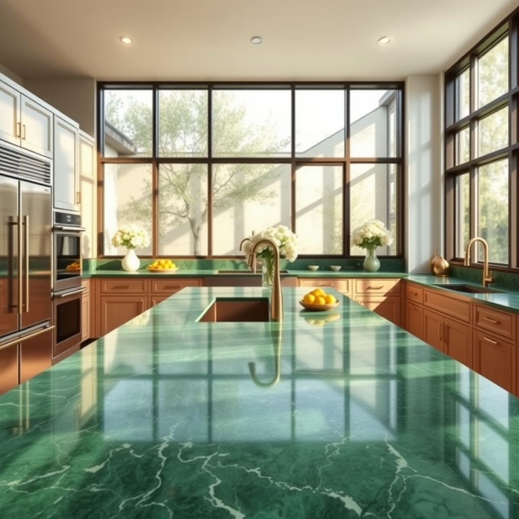 green stone countertop kitchen - Illustration 1