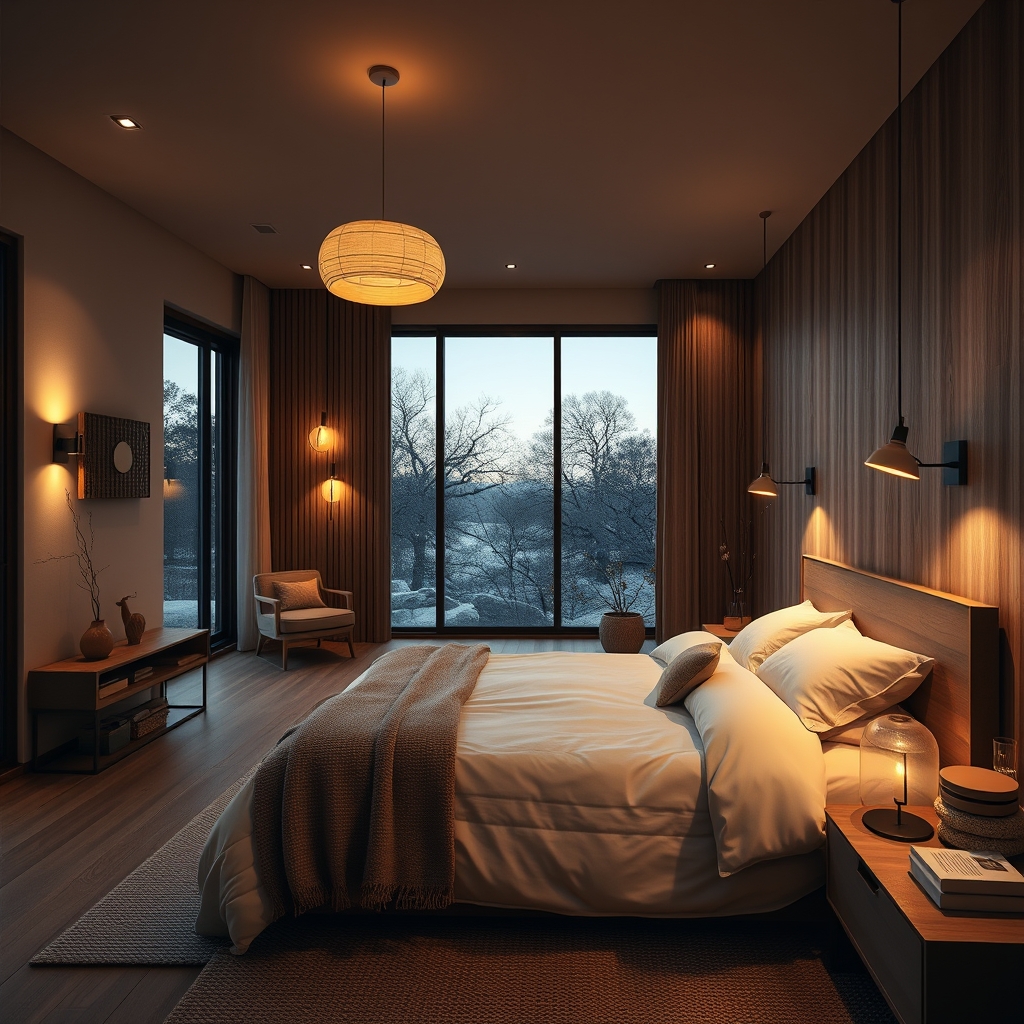 japandi bedroom lighting layered - Illustration 3