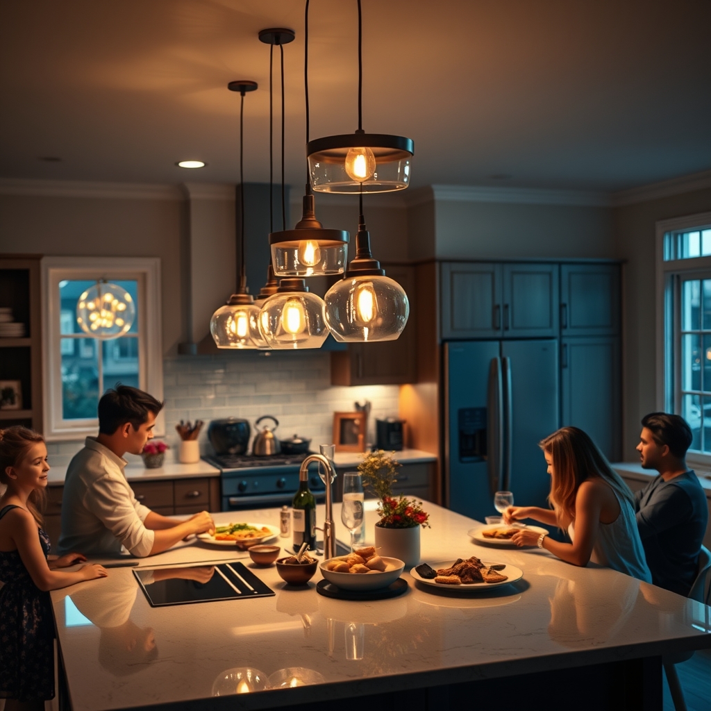 kitchen island pendant lighting cluster - Illustration 3