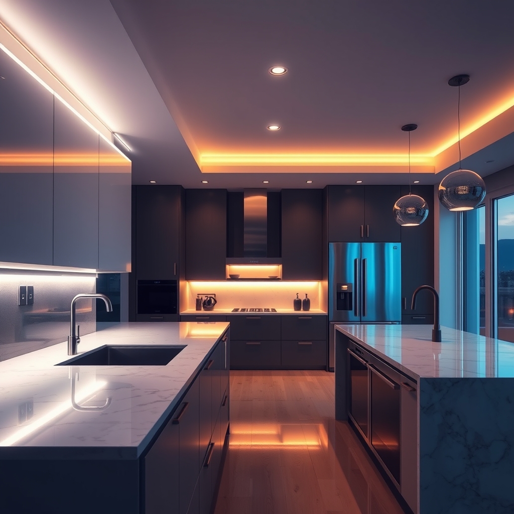 smart kitchen layered LED lighting - Illustration 1