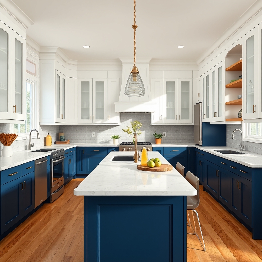 two-tone kitchen cabinets upper lower - Illustration 1