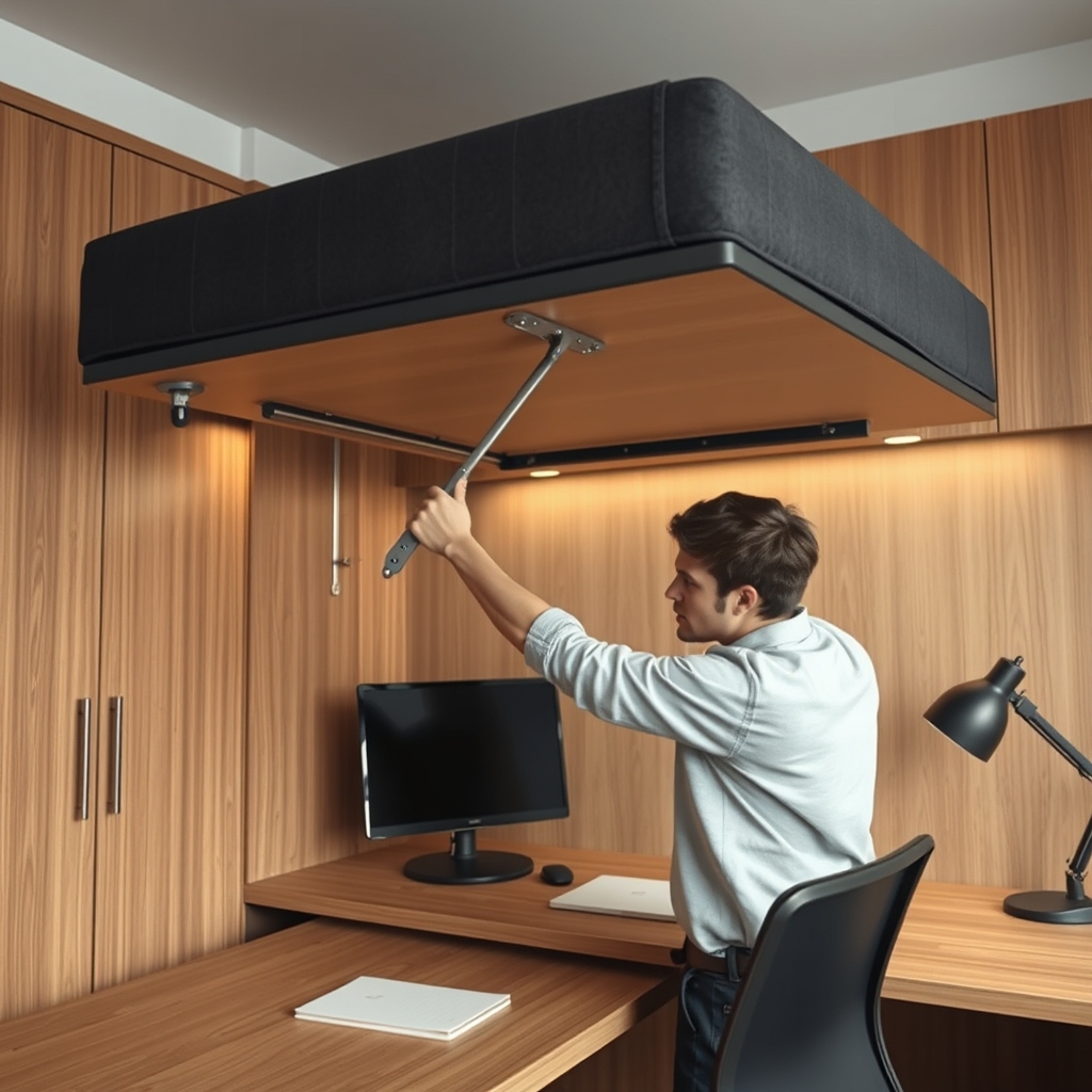 murphy bed with desk - Illustration 2